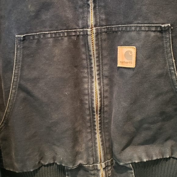 Vintage Carhartt Insulated Full Zip Canvas Work Jacket Men's - sz L Navy Blue - Picture 2 of 10